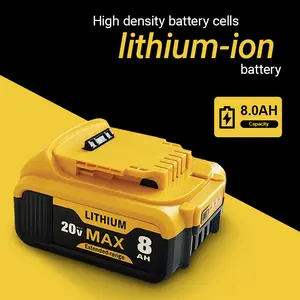 [2-Packs/1-Pack] 8.0Ah 20V MAX XR Replacement Battery for DeWalt Power Tools  DCB200/DCB203/DCB204/DCB205/DCB206/DCB180, Cordless Power Tool Battery with LED Indicator