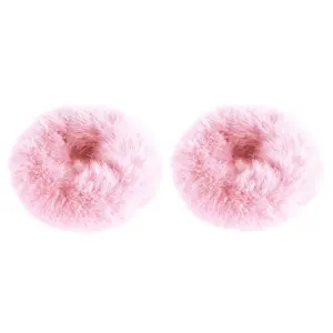 2 count Pink Pom Pom Hair Tie Fuzzy Furry Faux   Scrunchies for Girls Women Hair Accessories