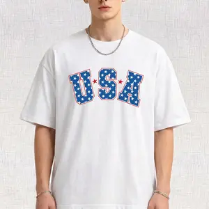 4th of July Shirts USA Shirt: American Flag Shirt Women Oversized - Patriotic Tshirt - USA Stars Stripes Tee Tops Sweatshirt Round Neck