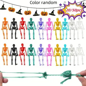 Halloween Elastic Skeleton Toys, Multi-Color Stretchable Skull Soft Gel, Party Favors, Classroom Rewards, Candy Bag Decorations, Party Favors Assortment
