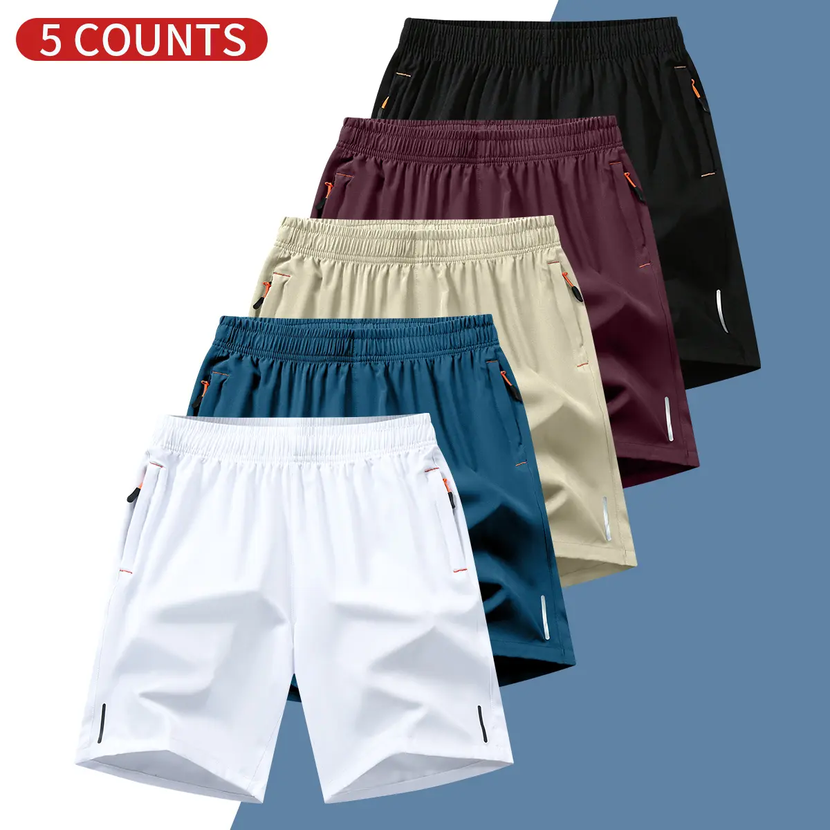 White + Lake Blue + Khaki + Wine Red + Black