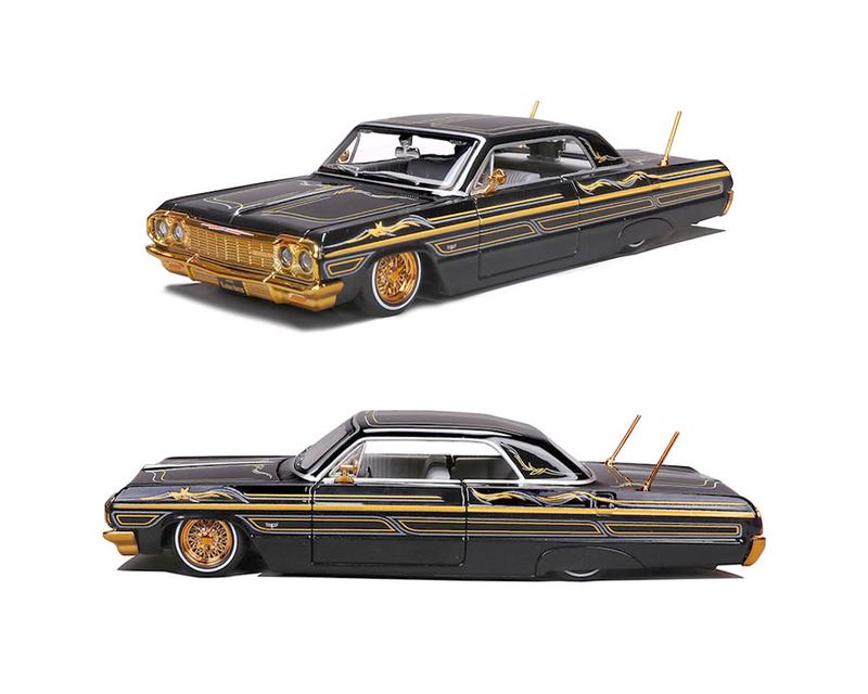 Maisto 1:26 1964 Chevrolet Impala SS Lowriders Black Gold with Graphics and White Interior Limited Edition