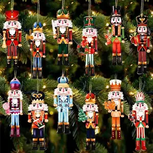12 PCS Wooden Nutcracker Soldier Hanging Ornaments – Christmas Tree Decor Set