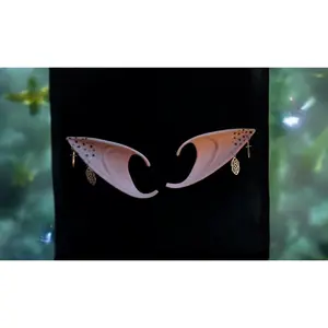 Celtic knot brown gold freckle rubber fairy pixie elf ears / halloween costume accessory cosplay elf ears / painted elf ears with earrings