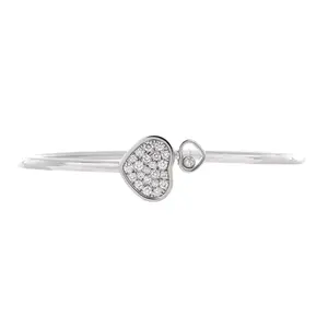 Pre-owned Chopard Happy Diamonds Heart Cuff Bracelet 18K White Gold with Pave Diamonds and 1 Floating Diamond by Rebag