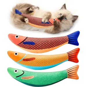 Cat Toys Saury Fish, 3 Pack, Catnip Crinkle Sound, Soft and Durable, Interactive Kitten Kicker for Indoor Kitty Exercise 9.4 Inches for All Breeds