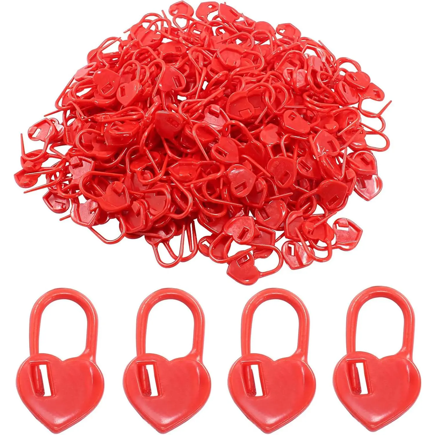 200 count Knitting Marker Red, Heart Design  Clip Crochet Locking  Markers for Art DIY Craft Project Crochet Work