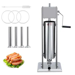 Sausage Stuffer, Manual 15LBS/7L Sausage Maker Machine, Meat Stuffer with Dual Speed, Stainless Steel Heavy Duty Sausage Filler with 4 Stuffing Tubes, for Commercial and Home Use