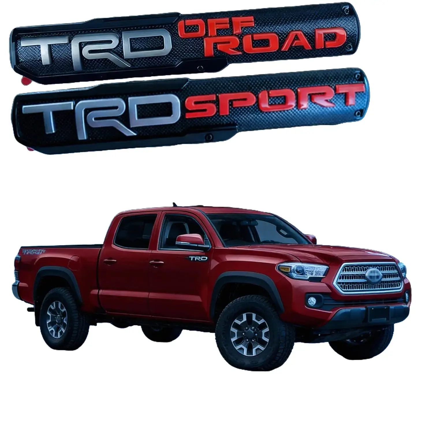 TRD SPORT 3D Automobile Door Badge Emblem - 12"x2.35" Black & Red Heavy-Duty Off-Road ABS Decals, Easy-Install Double-Sided No-Drill Self-Adhesive Decorative Accessory for Toyota Tacoma/Tundra, 4x4 Trucks, Car Decal Badges & Emblems, 3D Car Badges & Emble