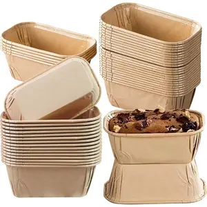 50 cake packaging boxes, rectangular non-stick paper napkins, rectangular non-stick paper mini baking trays, suitable for making plum cakes, cakes and bread, as well as non-stick paper molds for muffins, Bakeware, Baking Supplies