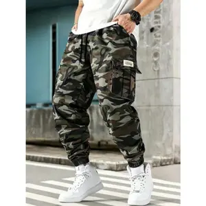 Plus Size Men's Heavy-Duty Camo Pants – Vintage Camouflage Print, Multi-Pocket Utility Design, Lightweight Breathable Fabric, Regular Tapered Fit, Ideal for Hunting, Outdoor Activities & Daily Casual Wear