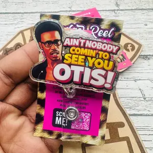 Funny Otis Aint Nobody Comin To See You Sparkly Retractable Badge Reel Cute Meme Acrylic ID Holder For Nurses Teachers Coworker Gag Gift