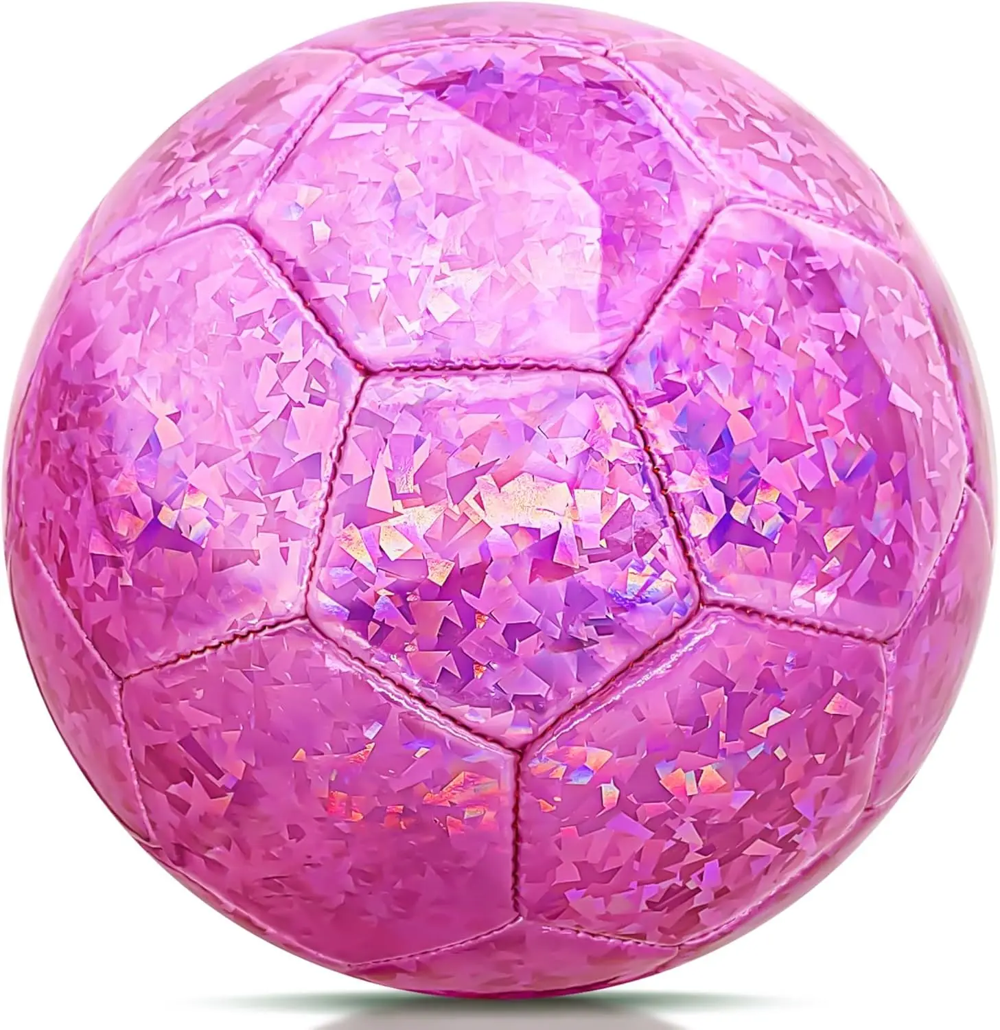 Size 4 Soccer Ball Glitter Pink - Kids Aged 4-6 6-8 8-12 Outdoors Sports Training Ball Recreation Playing Ball Teens Girls Children Youth Back to School Birthday match football backyard