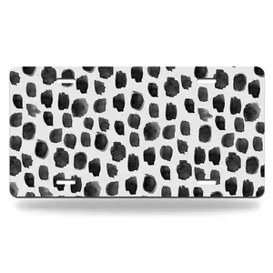 Polka Dot Print Metal Car Plate Decorative Aluminum License Plate Tag Sign, 12" x 6" Aluminum Vanity Tag for US Vehicles - Car Accessories