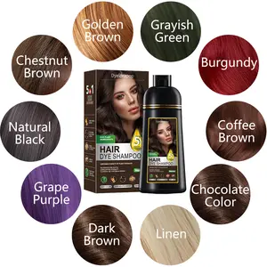 Hair Dye Shampoo for Gray Hair, Semi-Permanent Hair Color Shampoo for Women and Men Herbal Ingredients