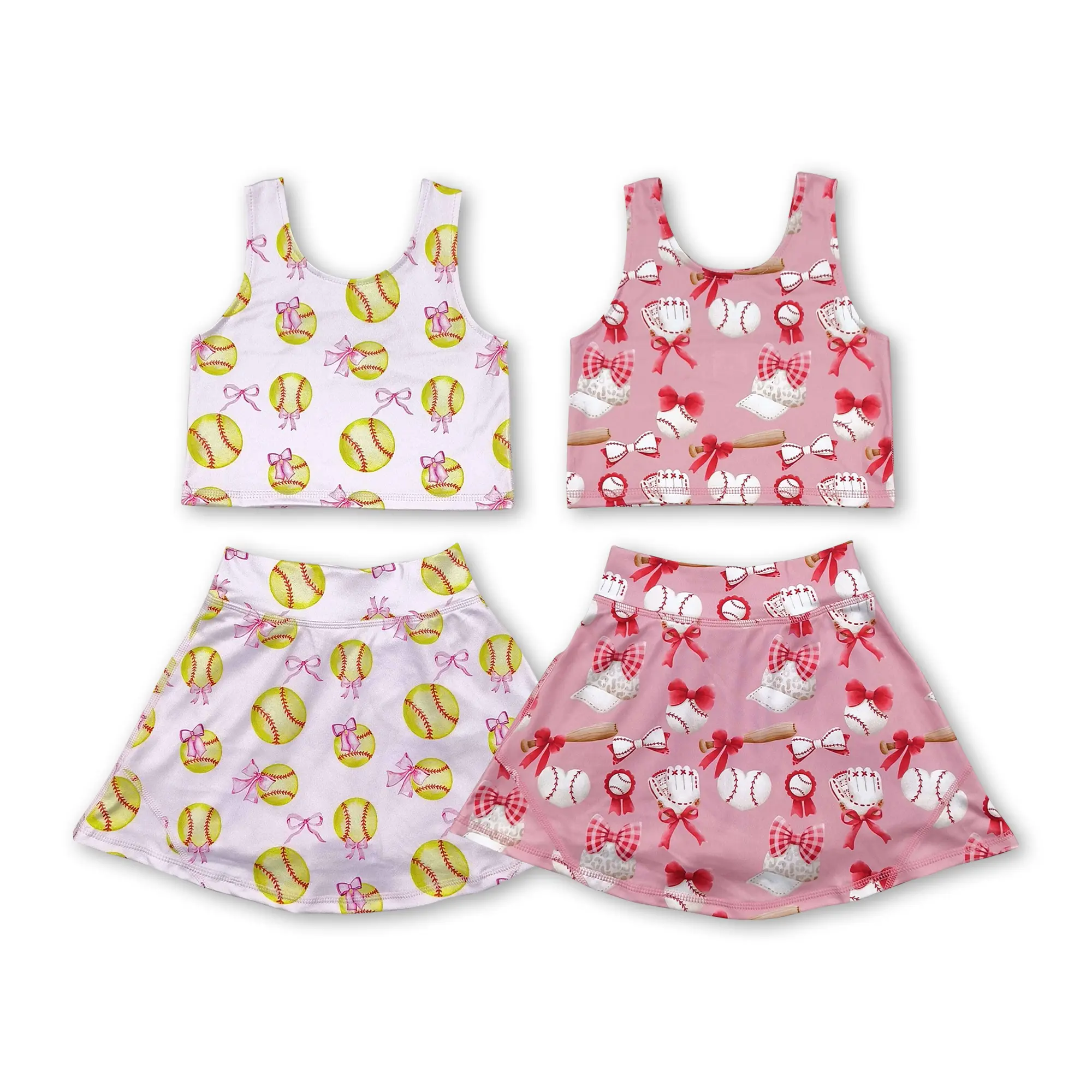 Girls' 2-Piece Sporty Athletic Outfit, Solid Color Quick-Dry Cotton Blend Activewear with Crop Top and Shorts for Yoga, Sporty Kids Style