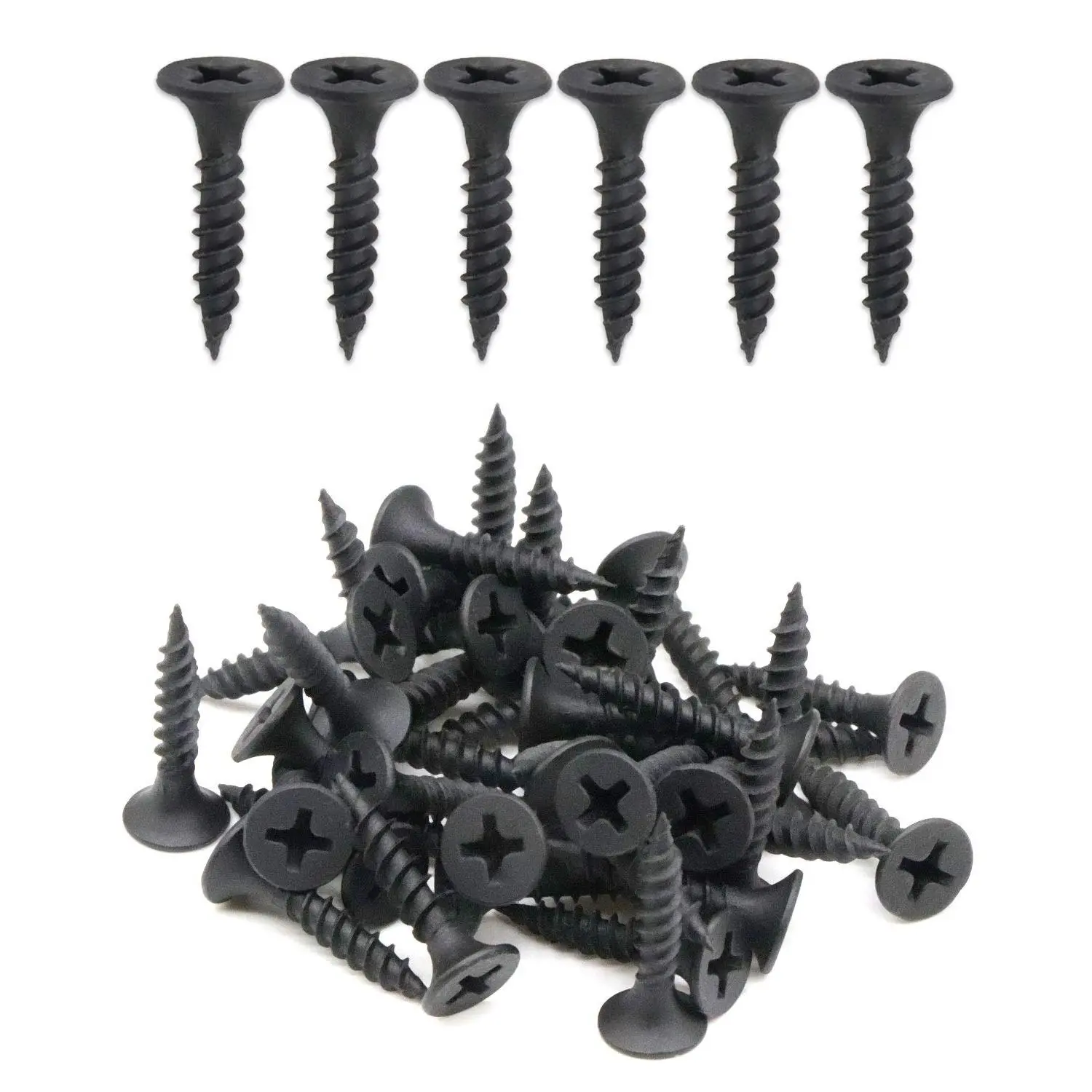 100 count #6 x 3/4" Flat  Phillips Drywall Screws Fine Thread  Point  Screw, Carbon Steel 1022A, Black Phosphate