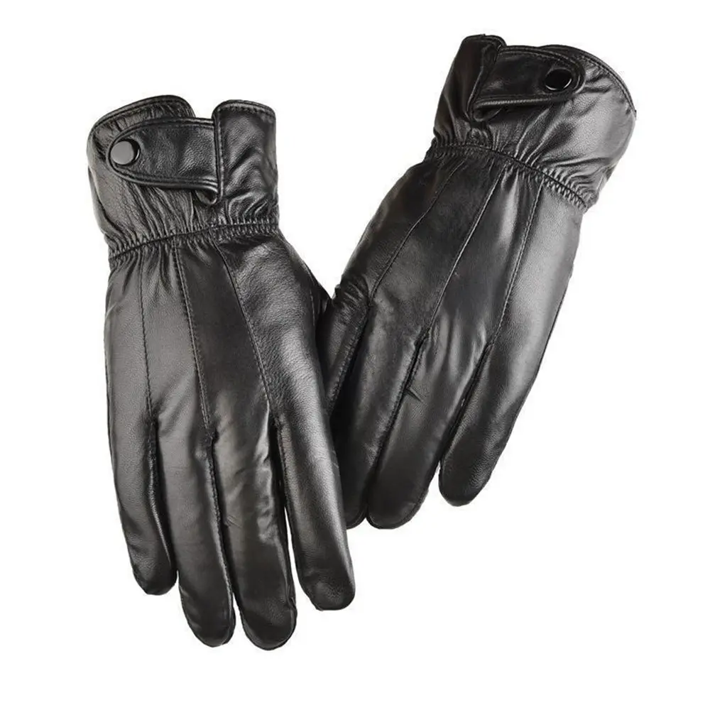 Full Finger Sheepskin Gloves, Thickened Warm Touchscreen Men's Riding Driving Motorcycle Gloves, Motobike Riders Gear, Fall Winter Cozy Leather Gloves