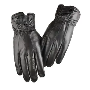Full Finger Sheepskin Gloves, Thickened Warm Touchscreen Men's Riding Driving Motorcycle Gloves, Fall Winter Cozy Leather Gloves