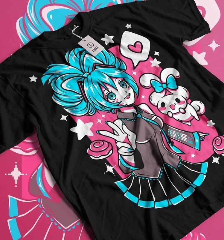 Vocaloid Hatsune Miku × Sanrio Cinnamoroll Anime Manga Unisex Tshirt T-Shirt Tee