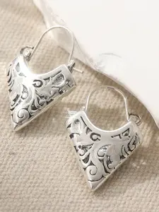 1 Pair Vintage Hollow Printed Geometric Ring Earrings, Minimalist Jewelry Accessories, Perfect Gift for All Seasons