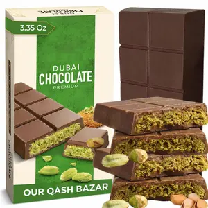 Dubai Pistachio Chocolate Bar 3.35oz – Viral TikTok Candy, Premium Milk Chocolate with Pistachio Cream & Crunchy Kataifi, Middle Eastern Knafeh Dessert, Luxury Gourmet Chocolate Gift, Viral Candy with Shredded Phyllo Dough, gifts for kids, Chocolate gifts