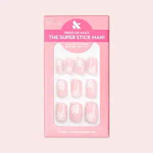 Large Snowflake | Short | Round - Tab Press-On