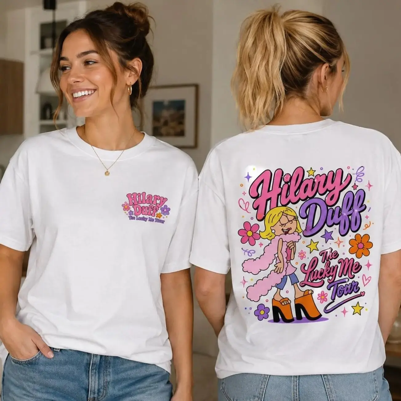 Unisex #Hilary Duff Shirt, Lucky Me Tour Tee, Retro Pop Graphic Top, Y2K Fan Gift, Concert Outfit 2SF