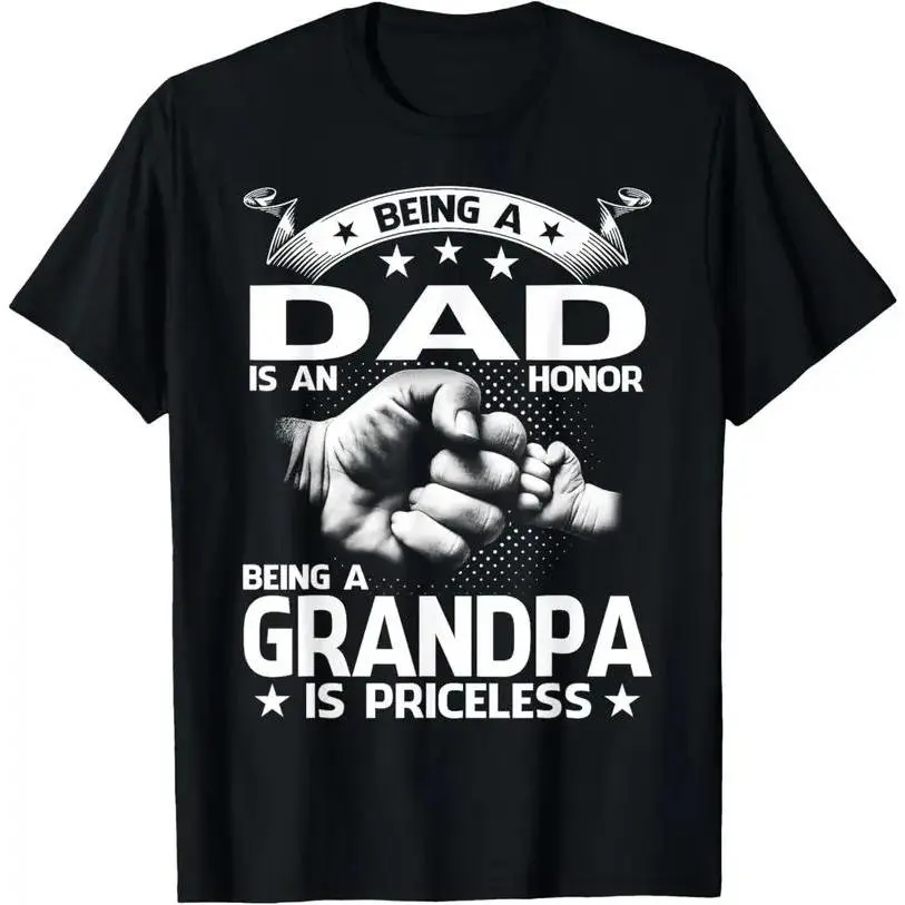 Men's Grandpa Theme 100% Cotton Short Sleeve Round Neck T-Shirt - Simple, Soft Menswear Tops with 'Being A Grandpa Is Priceless' Quote, Casual Style, Fitness, Elastic Softness, Basic, Tshirt, Shortsleeve, Simple Fit, Quote Print, Elastic Fit, All Seasons,