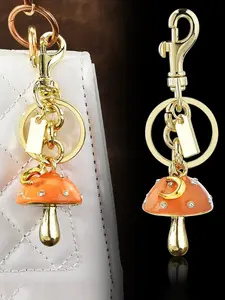 Vintage Rhinestone Mushroom Bag Charm, /, Enamel Sparkle Pendant, Gold/silver Color Keychain, Lobster Clasp, Perfect Gift