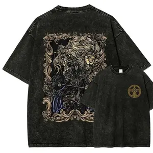 Mens Elden Ring Godfrey the First Elden Lord Vintage T-Shirt - Washed Oversized, Shortleeve, Casual, Distressed, Festive Menswear Graphic Tee