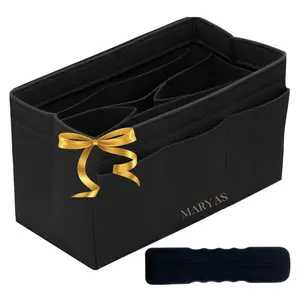 Felt Purse Organizer Insert Medium - Tote Bag Organizer Insert with Multi Pockets, Handbag Organizer, Compatible With NeverF, Speedy, Tote Bag - Fits Bogg bag. BLACK