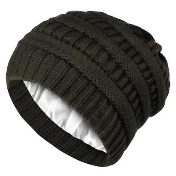 Locsanity Unisex Handcrafted Cap - Satin-Lined Winter Knitted Headwear, Soft Stretchy Cold-Weather Hat for Unisex Use, Knitted Hats