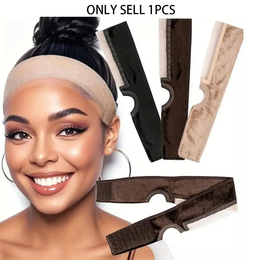 Adjustable Wig Grip Band for Women, Headbands for Wigs, Wig Gripper with Ear Cutouts and Natural Lace Edge, Non-Slip Velcro Headband, Comfortable Breathable No-Headache Soft Headband, Chic Fashion Headbands