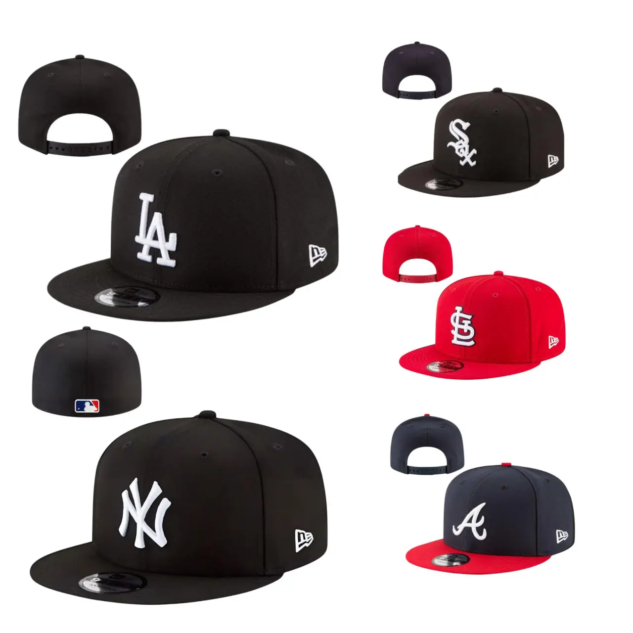 New Era MLB 9FIFTY Snapback Cap Los Angeles Dodgers New York Yankees Chicago White Sox St. Louis Cardinals Atlanta Braves Flat Brim Adjustable Baseball Hat Streetwear Hip Hop Vintage TikTok Viral Unisex Gorras Urban Fashion