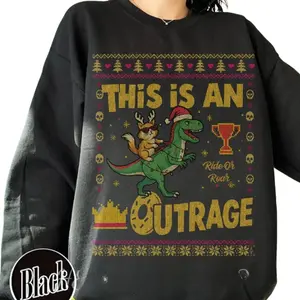 This Is An Outrage Christmas Ugly Sweatshirt, Dungeon Crawler Carl Shirt, New Achievement Crewneck, Ride or Roar, Princess Donut And Mongo