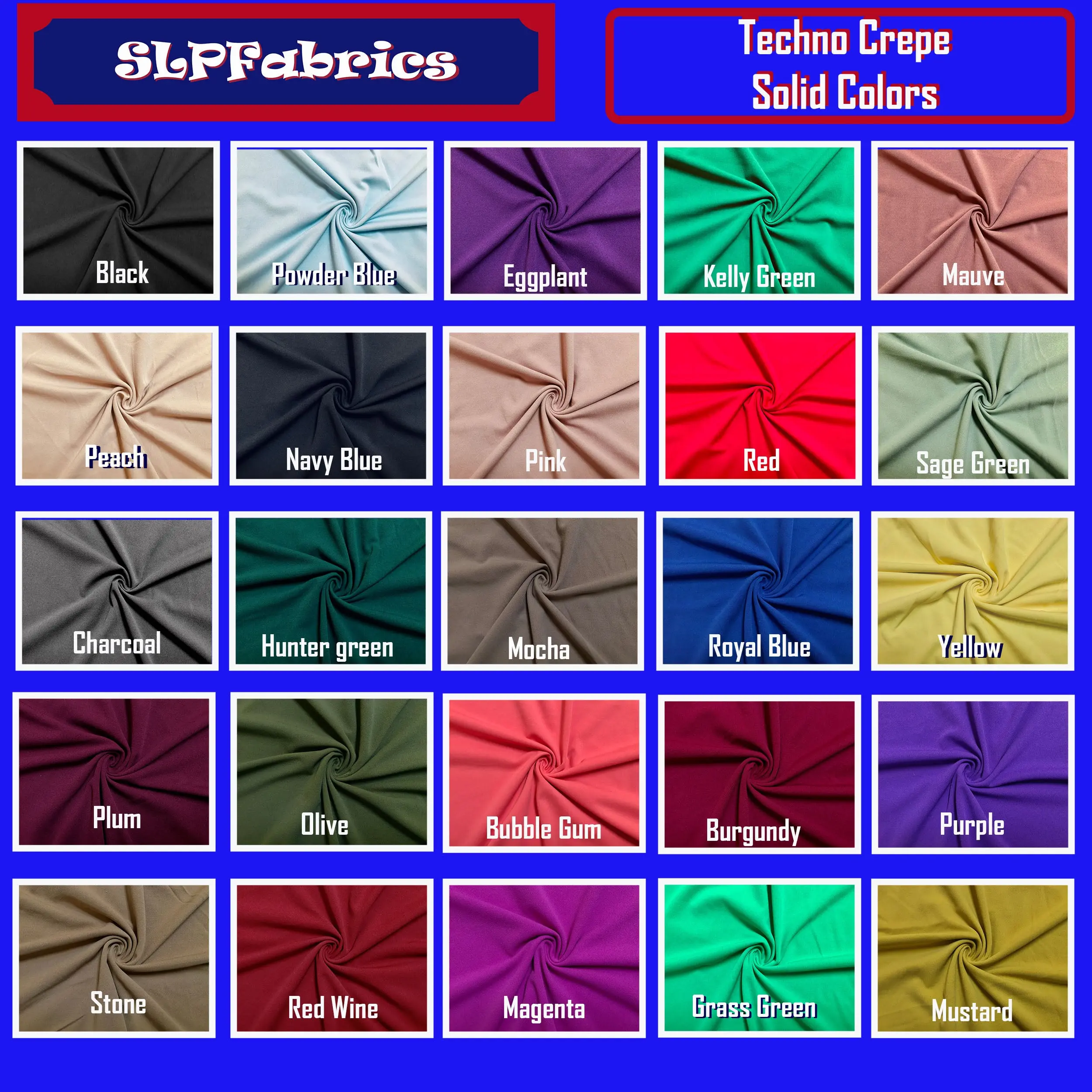 Techno Crepe Knit Fabric, Solid Colors, Structured 4-Way Stretch Double Knit for Dresses & Apparel, by the Yard