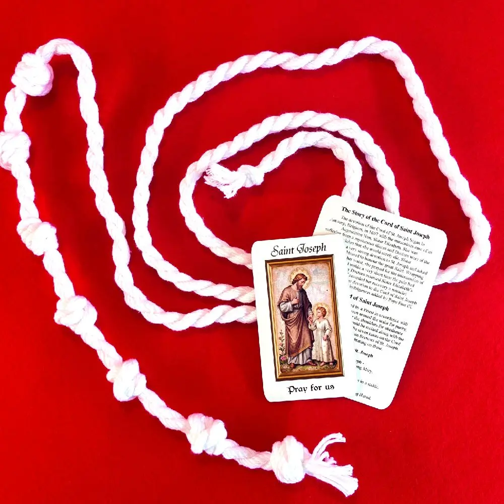 St. Joseph Fabric Cord Necklace - Unisex Cotton-Wool Cord Jewelry, Sacramental Faith-Based Fashion Accessory for Fostering Obedience & Chastity, No Around the Shoulders Style for All Seasons