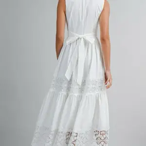 V Neck Dress - Elegant White Lace Detailing for a Timeless Look