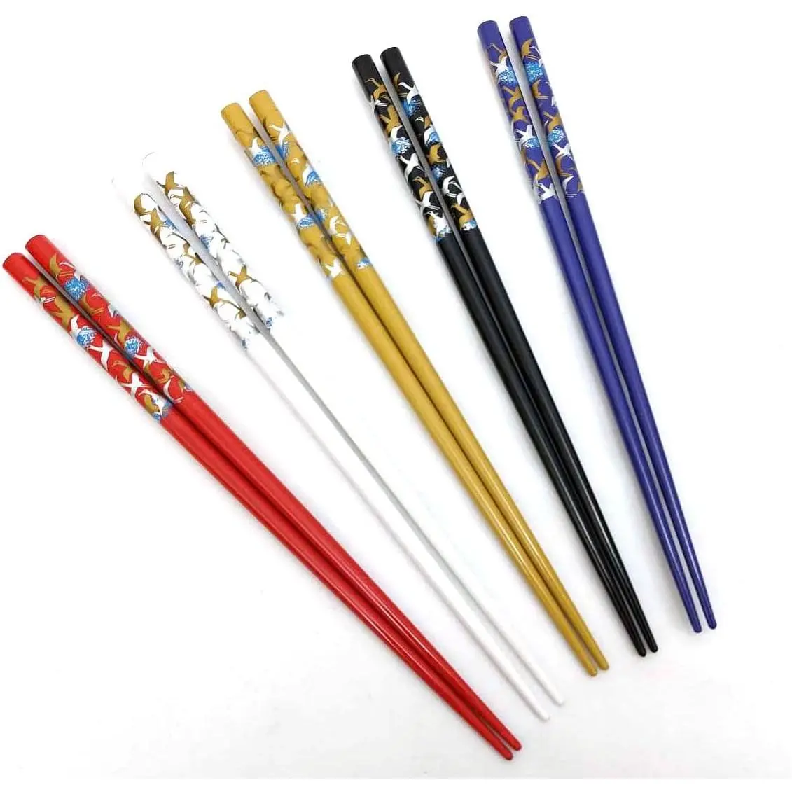 ,  Chopsticks   Chinese Korean  Chop Sticks Hair Sticks 5 Pair  Set Dishwasher Safe, 9 inch (1, Multi-Crane)