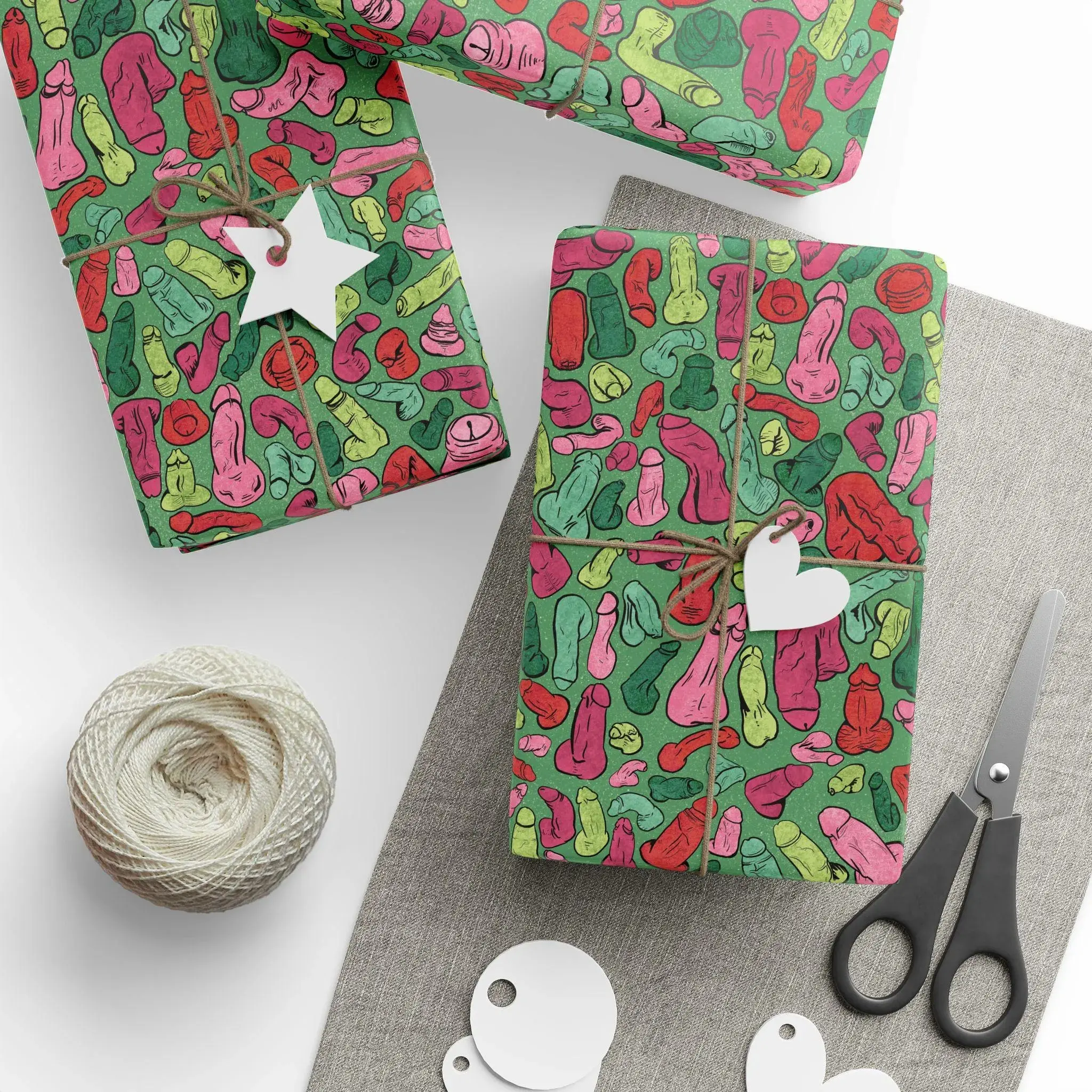 Christmas Weenie Wrapping Paper, Adult Joke Gag Gift Wrap, Naughty Xmas Paper Roll