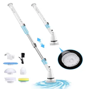 TASVAC Electric Spin Scrubber,5 Replaceable Heads, Adjustable Arm. 1.5H Powerful cleaning brush for Bathtub, Kitchen, Grout, Tile, Floor, Wall, Sink,Hard to reach areas. Household Cleaning Supplies