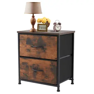 FurniChic Haven nightstand Table with 2 Fabric Drawers Bedside Table for Bedroom, Night Stands for Closet, Dorm nightstand smart