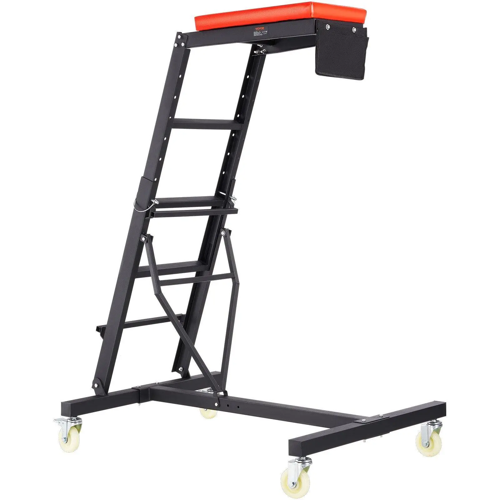【Summerfinds】VEVOR Topside Automotive Engine Creeper,  with Adjustable Height 49.6" to 75.6", 400 LBS Capacity High Creeper, 4 Swivel Caster Wheels, Heavy Duty Foldable Creeper for Auto Repair and Maintenance