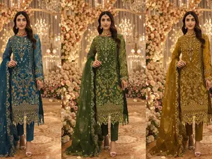 Royal Noor Embroidered Pakistani Suit Ready to Wear, 3PC Set with Dupatta. Regular and Plus SIze