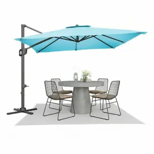 Garvee Cantilever Rectangle Umbrella Aluminum Offset 10' X 10' Patio Umbrella Outdoor 360° Rotation with Cross Base for Patio Garden Deck, Without Base Weights