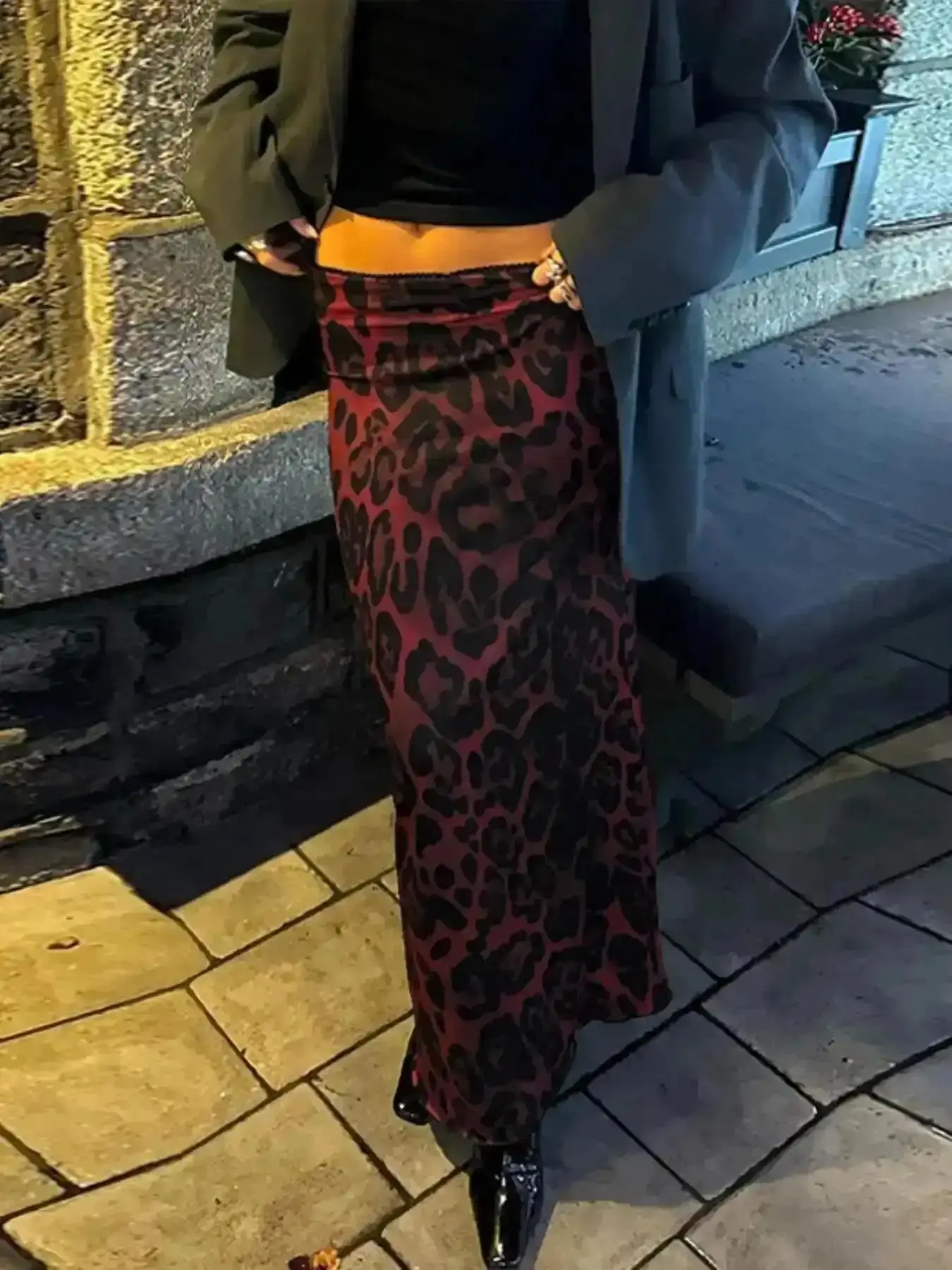2026 Leopard Print High Waist Bodycon Skirt Party Club Holiday Long Skirts For Women