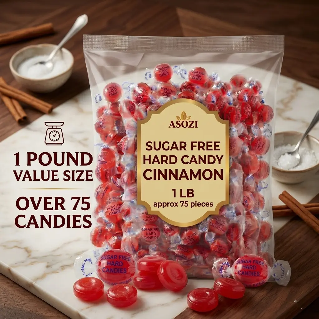 Sugar Free Cinnamon Hard Candy- 1lb Bulk Sugarless Candies Disc, Cinnamon Discs Individually Wrapped Keto And Diabetic Friendly, for Parties & Holidays by ASOZI