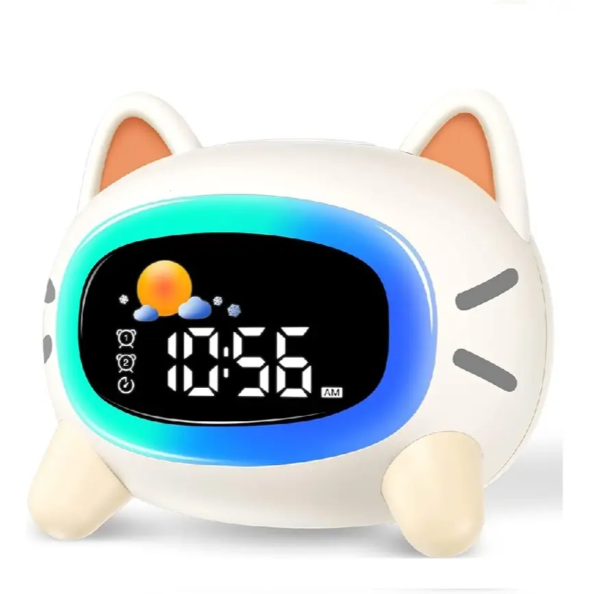 Cute Animal Sound Control LED Alarm Clock with Noise Night Light, Led Battery Operated Digital Clock, Multifunctional Training Clock for Kids, Sleep Aid Device