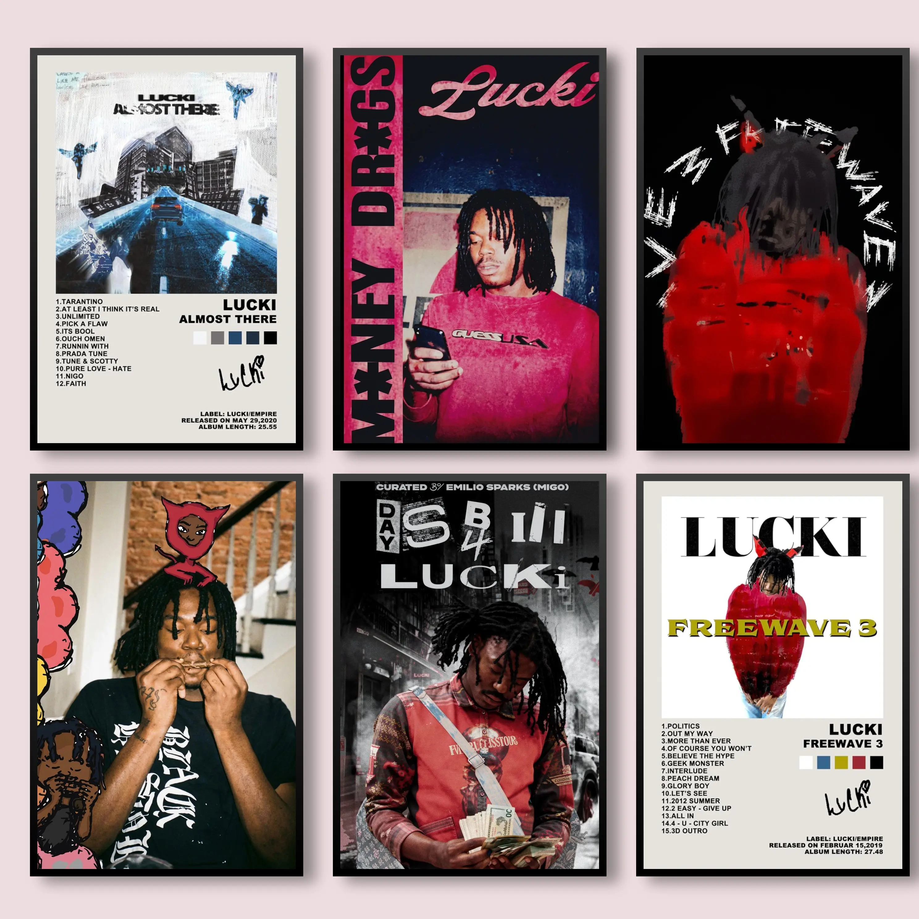 Rapper Lucki Artistic Canvas Poster - Days B4III-Flawless Like Me HipHop Photo Print, Freewave 3 Music Wall Picture Decor for Home Room Decorations